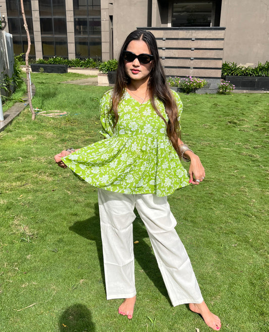 Bella Green Peplum Top