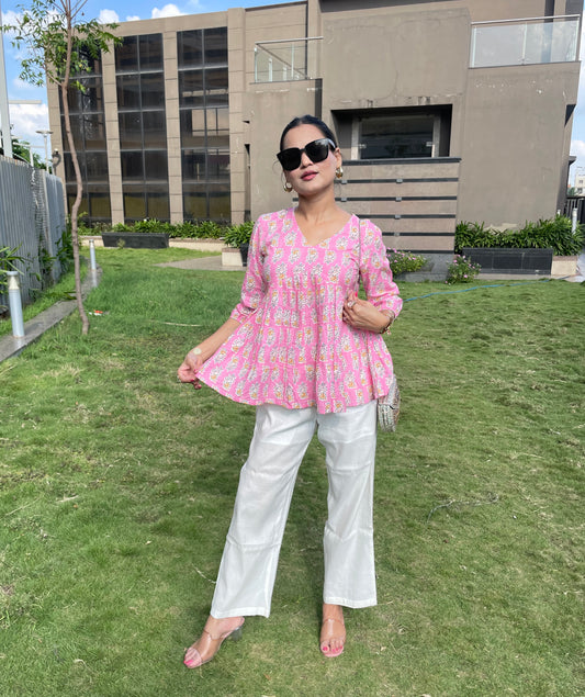 Cleo Pink Peplum Top