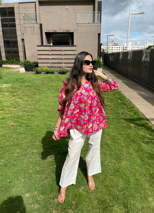 Ayla Floral Blush Peplum Top