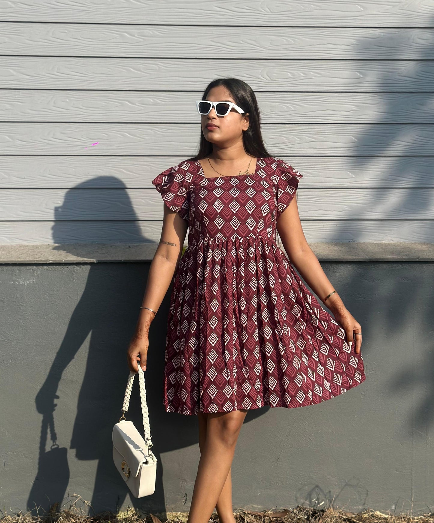 Frill Sleeve short Dress