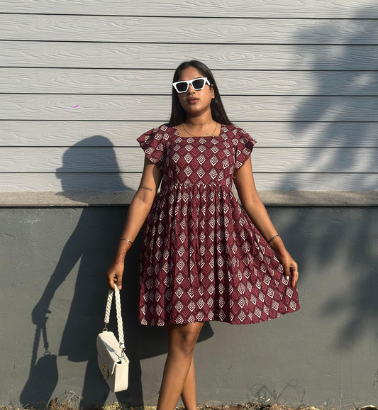 Frill Sleeve short Dress