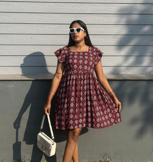 Frill Sleeve short Dress