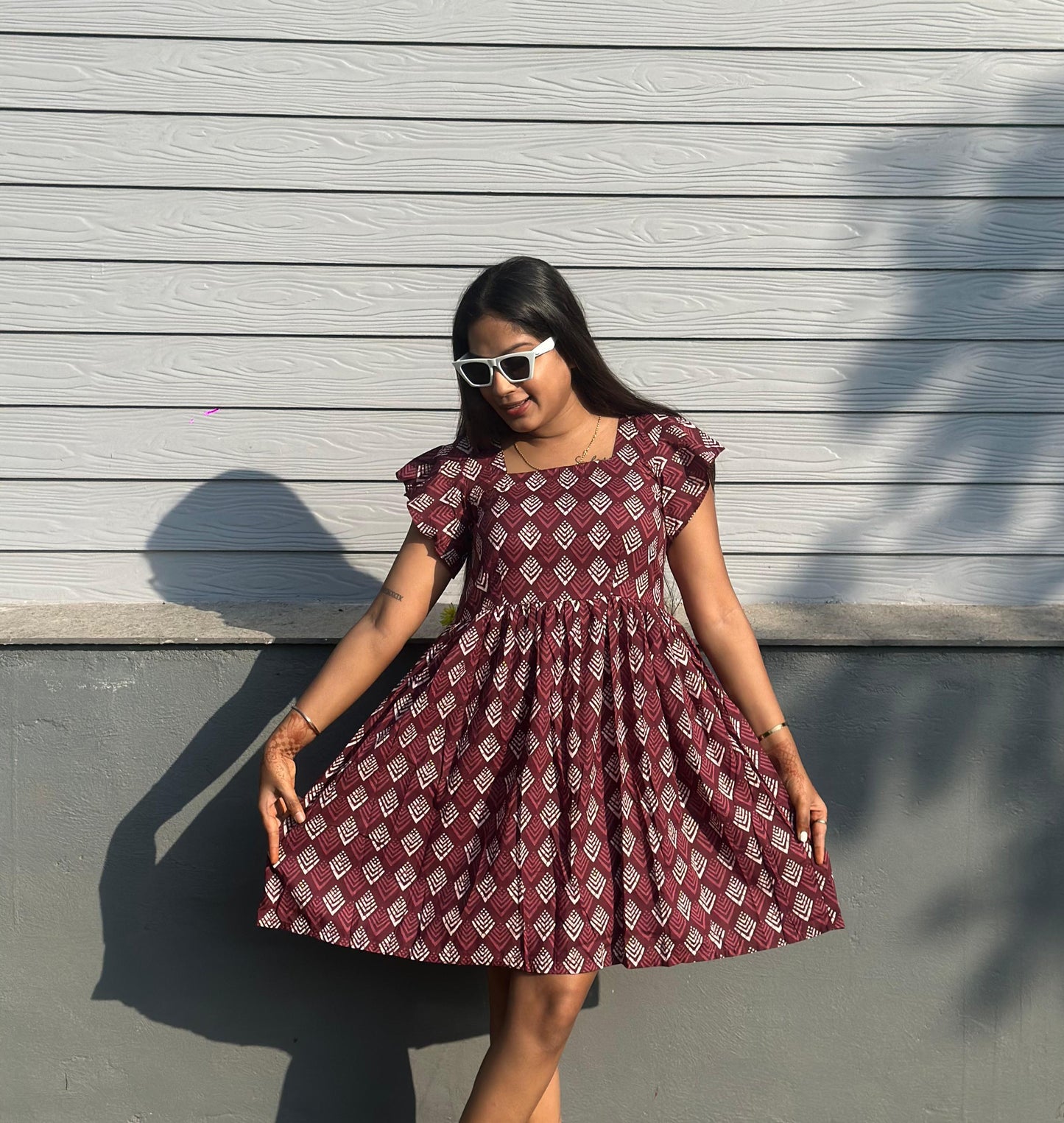 Frill Sleeve short Dress