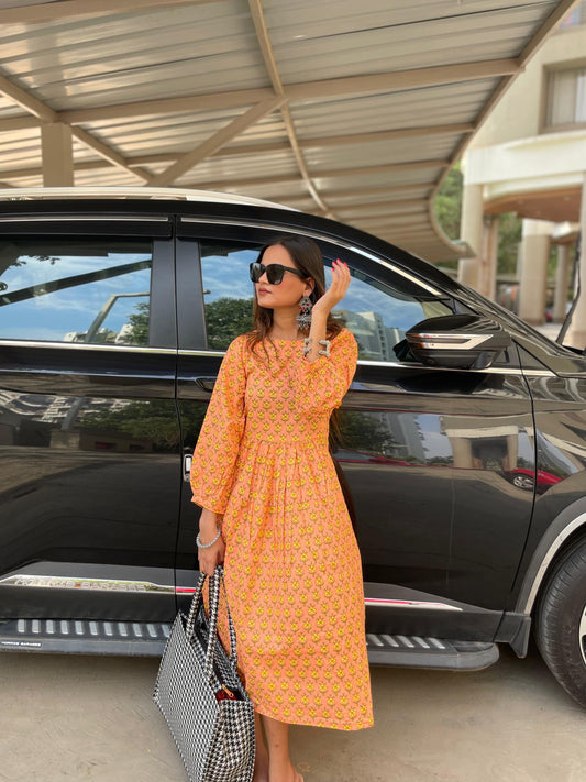 Orange Floral Dress