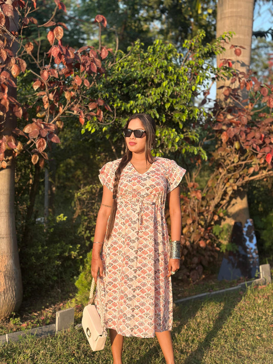 Midi dress with Frill Sleeve