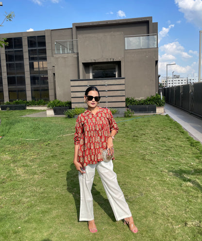 Ruby Floral Collar Top