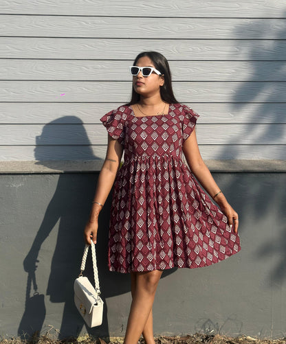 Frill Sleeve short Dress