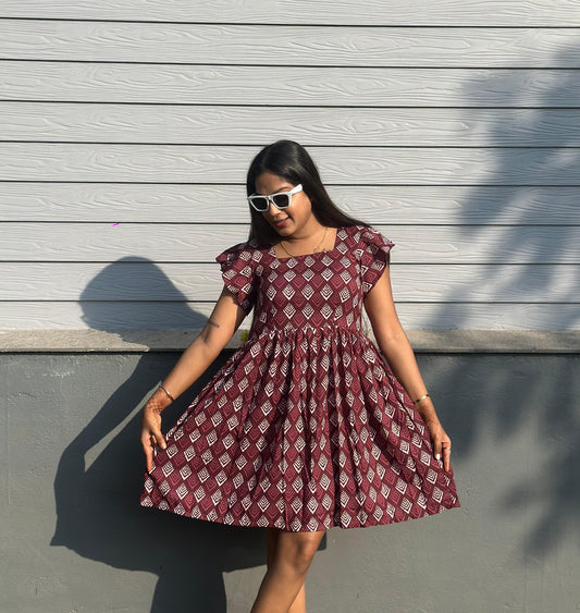 Frill Sleeve short Dress