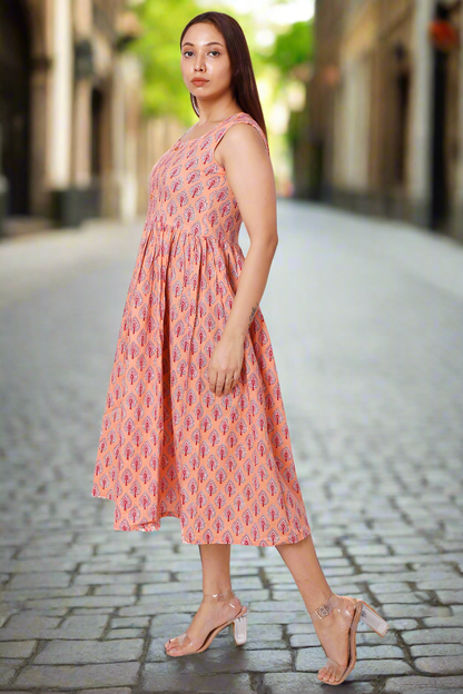 Orange Slit Dress