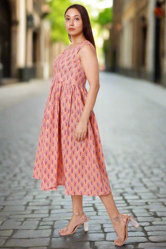 Orange Slit Dress