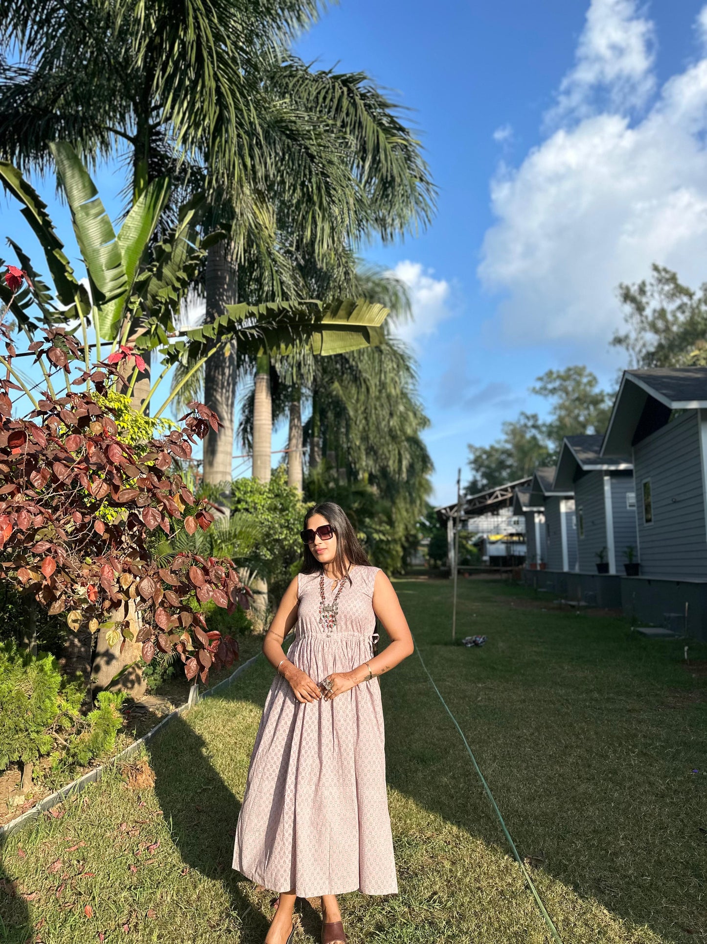 Grey Block Printed Dress