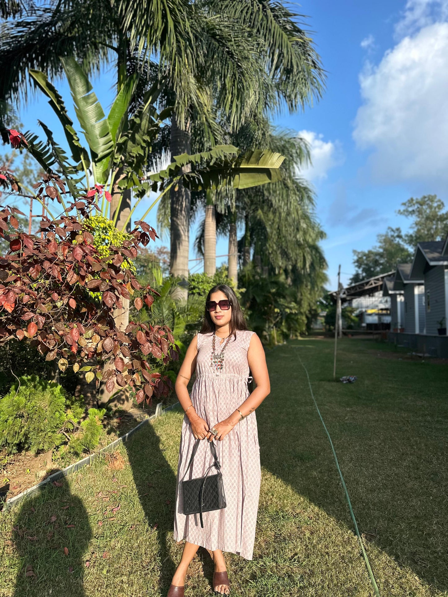 Grey Block Printed Dress